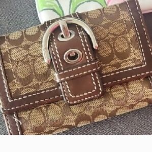Coach Tan and Brown Signature Wallet